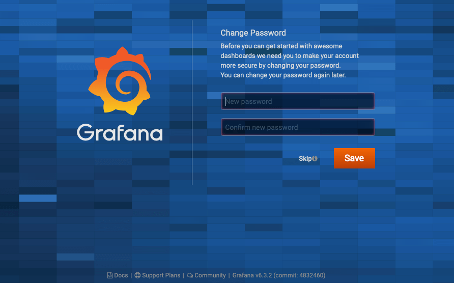 Grafana Change Password Screen