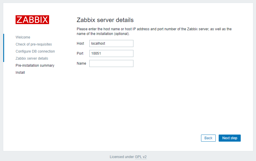 Zabbix Server Details