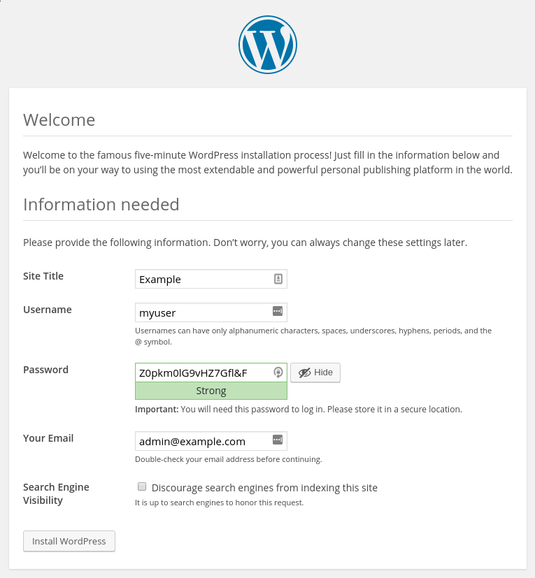 WordPress Setup Installation