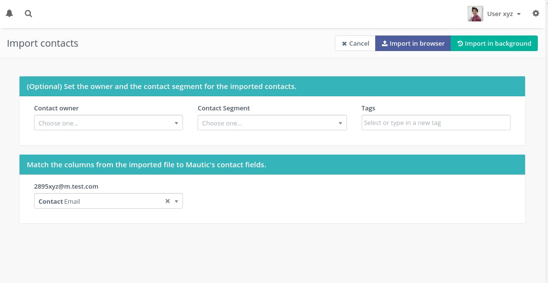 Import Contacts Panel