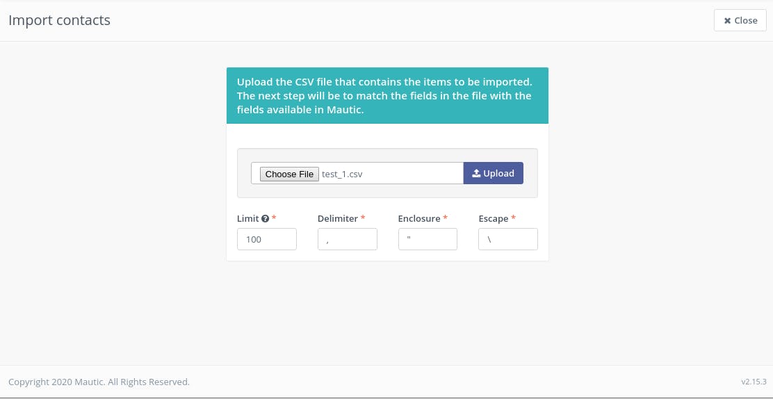 Import Contacts Panel