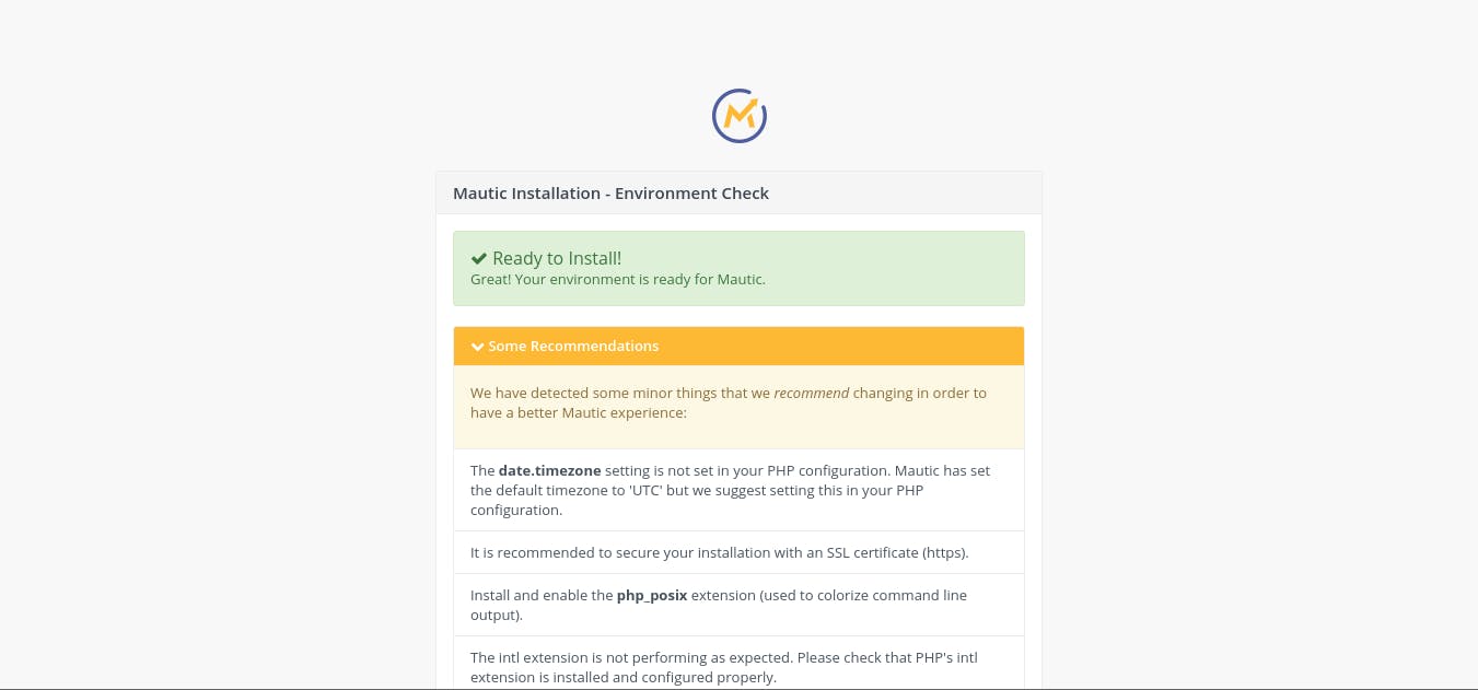 Mautic Ready to Install Page