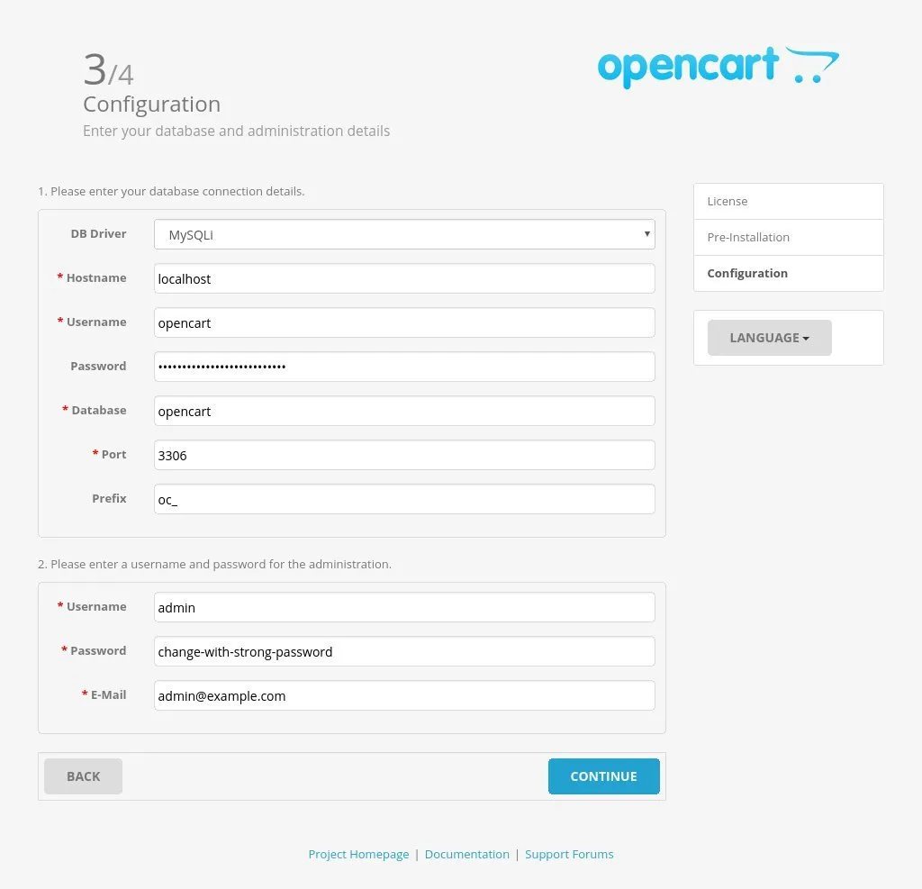 OpenCart Configuration Tab