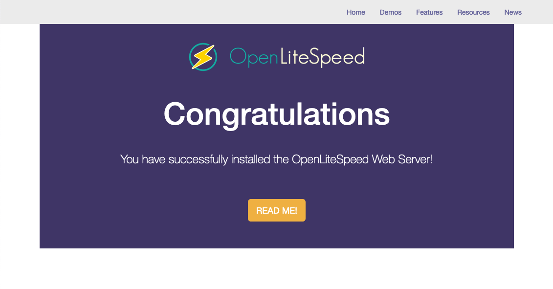 OpenLiteSpeed Welcome Page