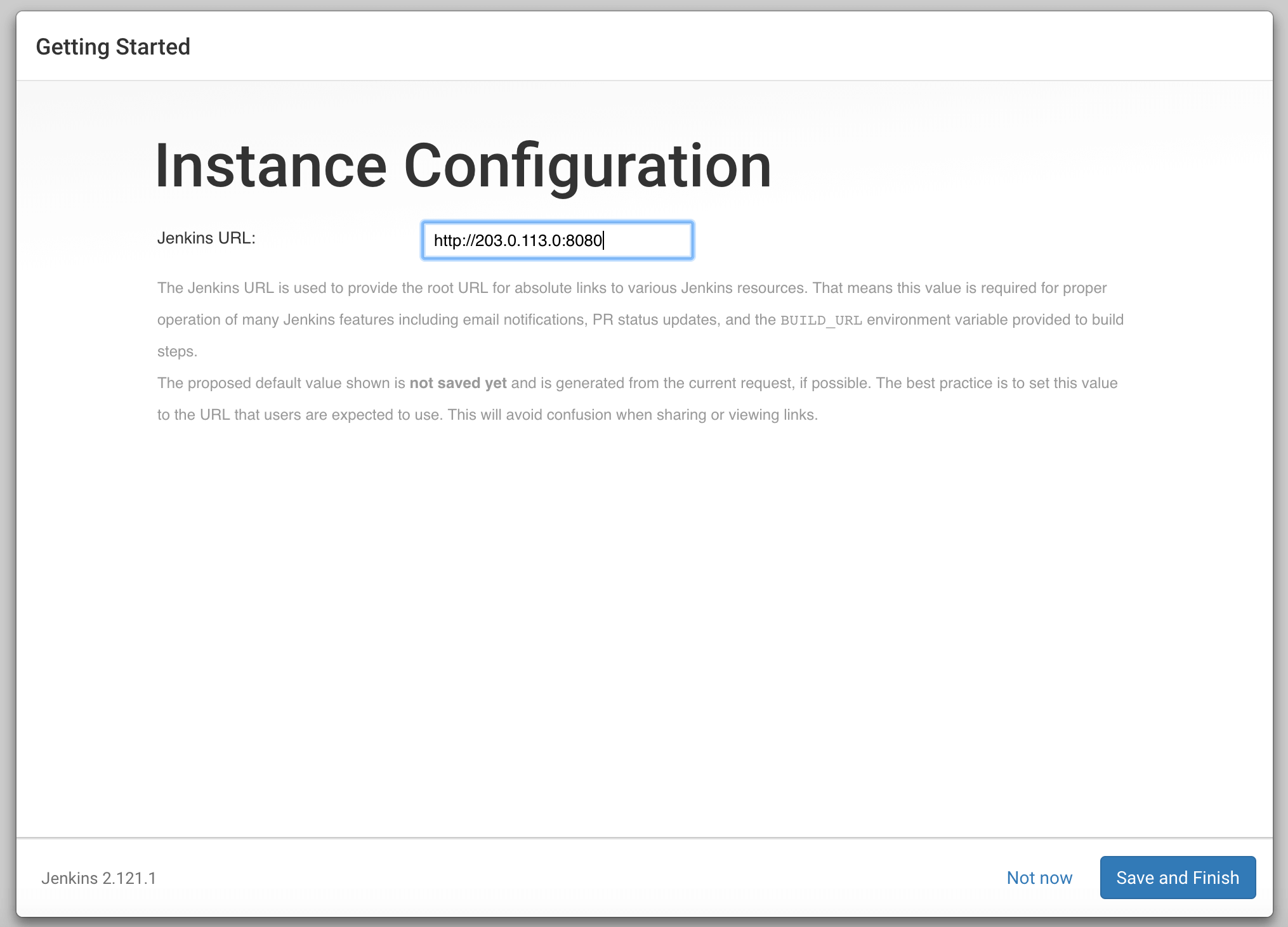 Instance confirmation page of Jenkins