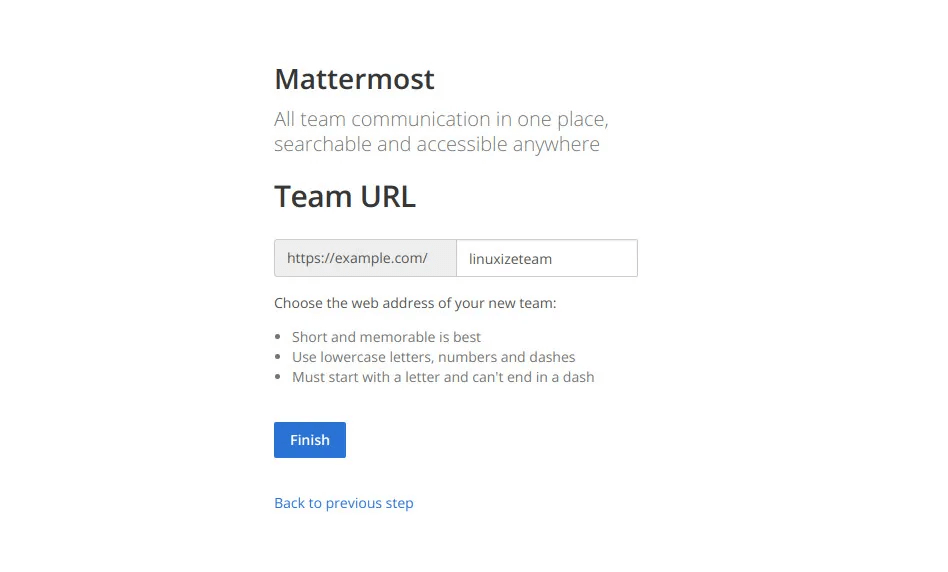 Mattermost-team-url