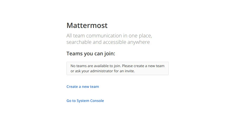 Mattermost-create-team