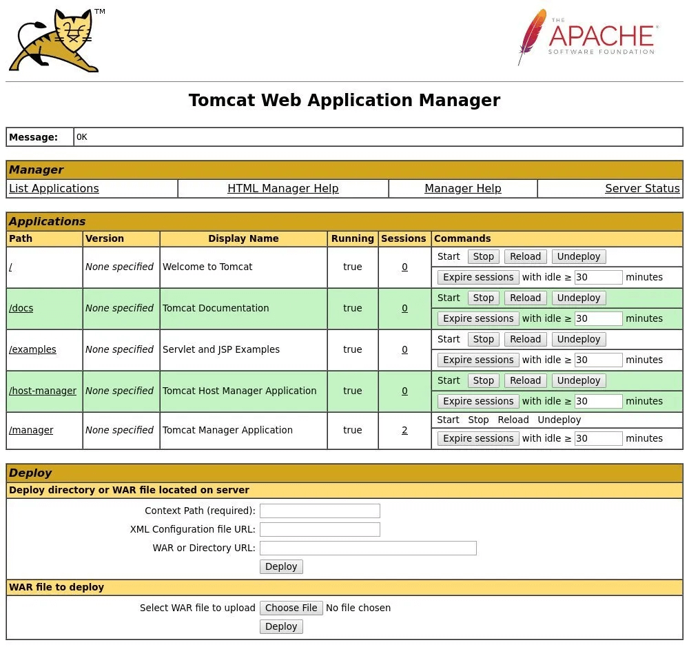 tomcat manager application