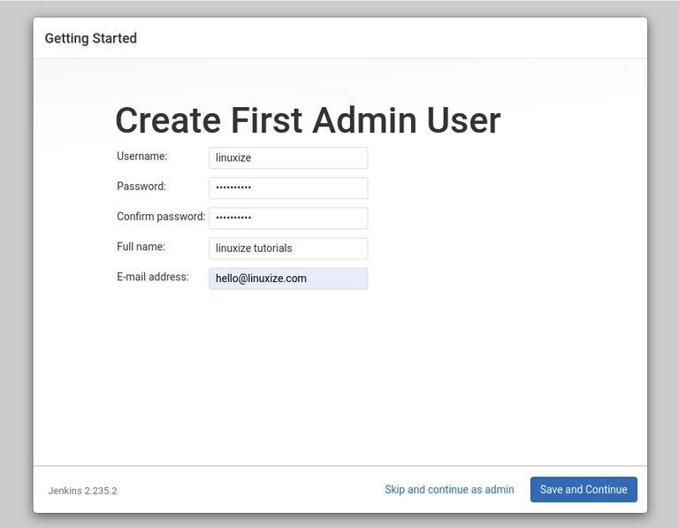 Create First Admin User