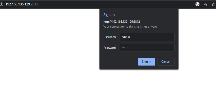 Username and Password Popup