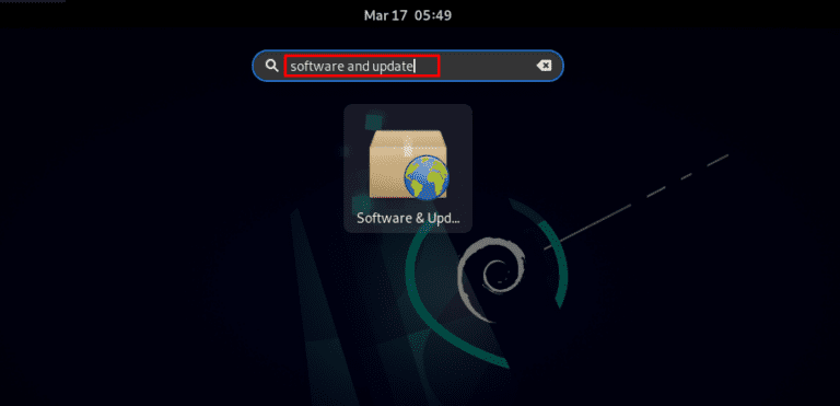 Debian Application -> Select Software and Update