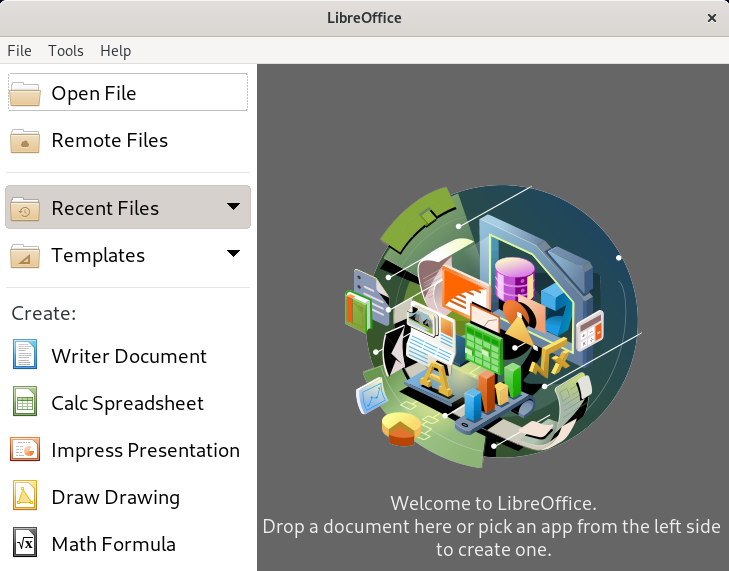 LibreOffice -> Recent Files