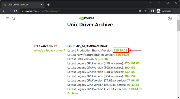 Official NVIDIA Drivers for Linux download page