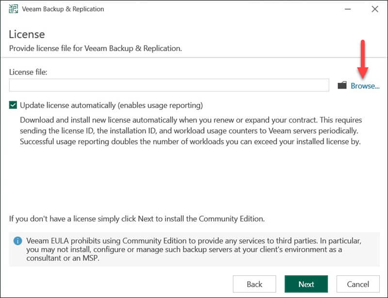 Veeam Backup Replication add License