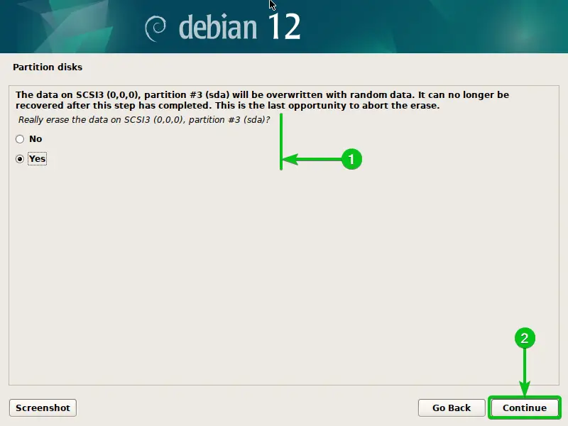 Erasing the partition (sda disk partition #3)