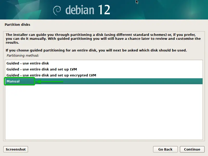 Manual Disk Partitioning