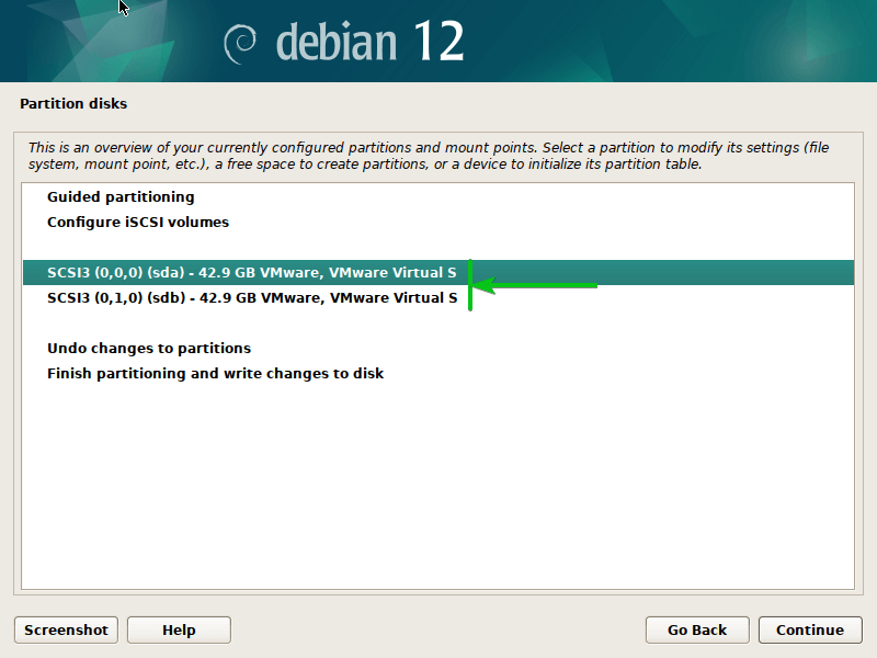 Select to create a new partition table on a disk