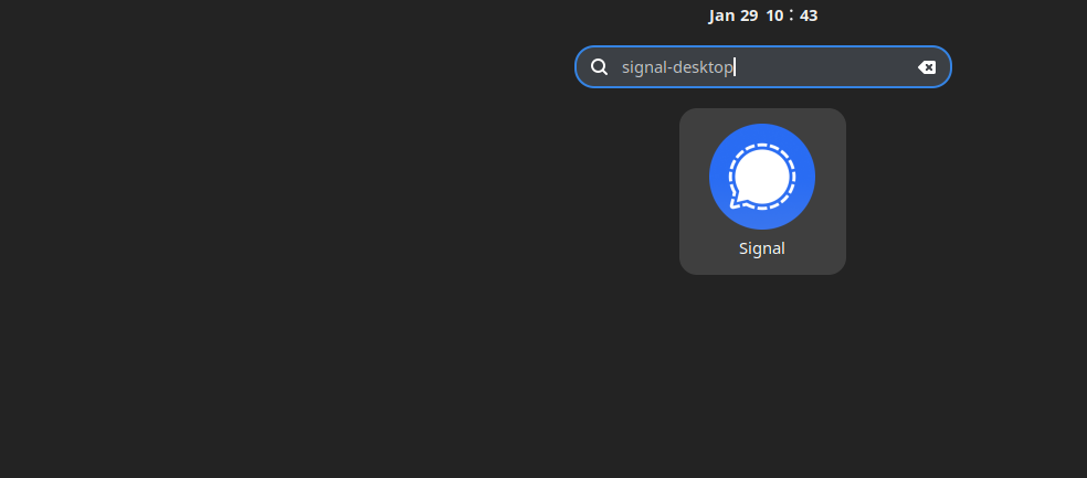 Launching Signal Messenger application from Ubuntu 22.04 or 20.04 Application Menu screenshot.
