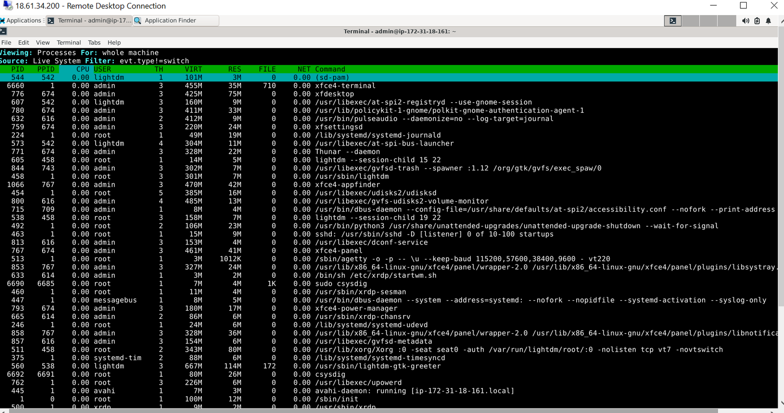 Screengrab showcasing the cysdig terminal settings menu on a Debian Linux system.