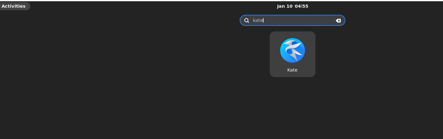 Screenshot of the Kate Text Editor launch icon on Ubuntu 22.04 or 20.04.