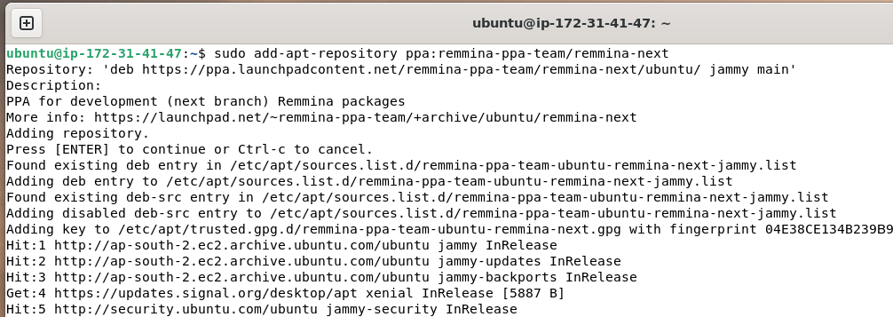 Adding Remmina’s PPA repositories