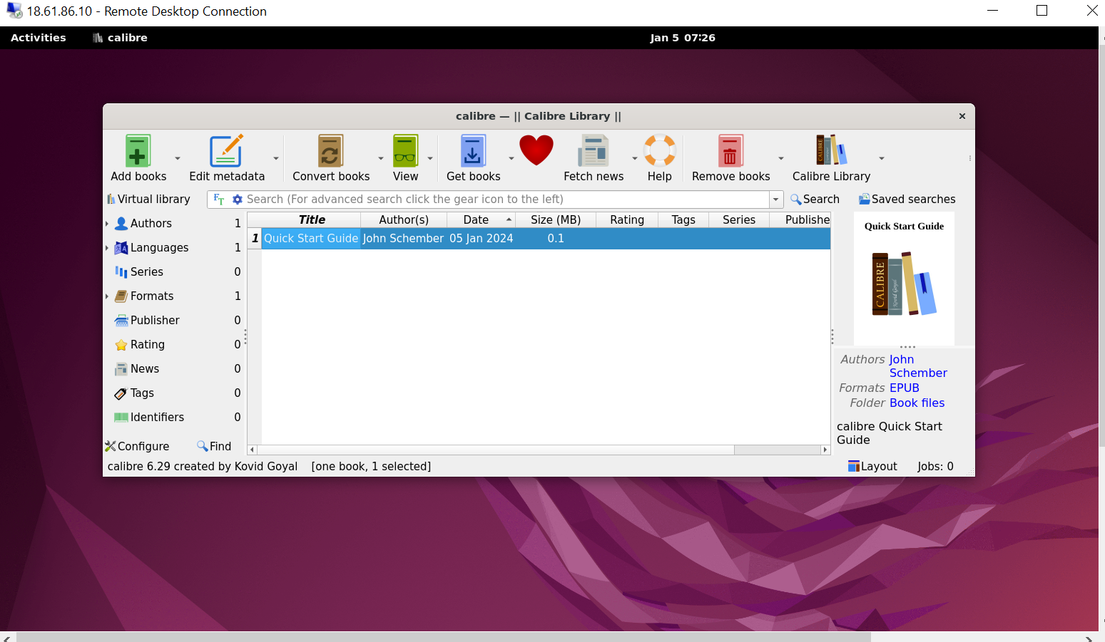 Calibre successfully launched with default UI on Ubuntu 22.04 or 20.04.