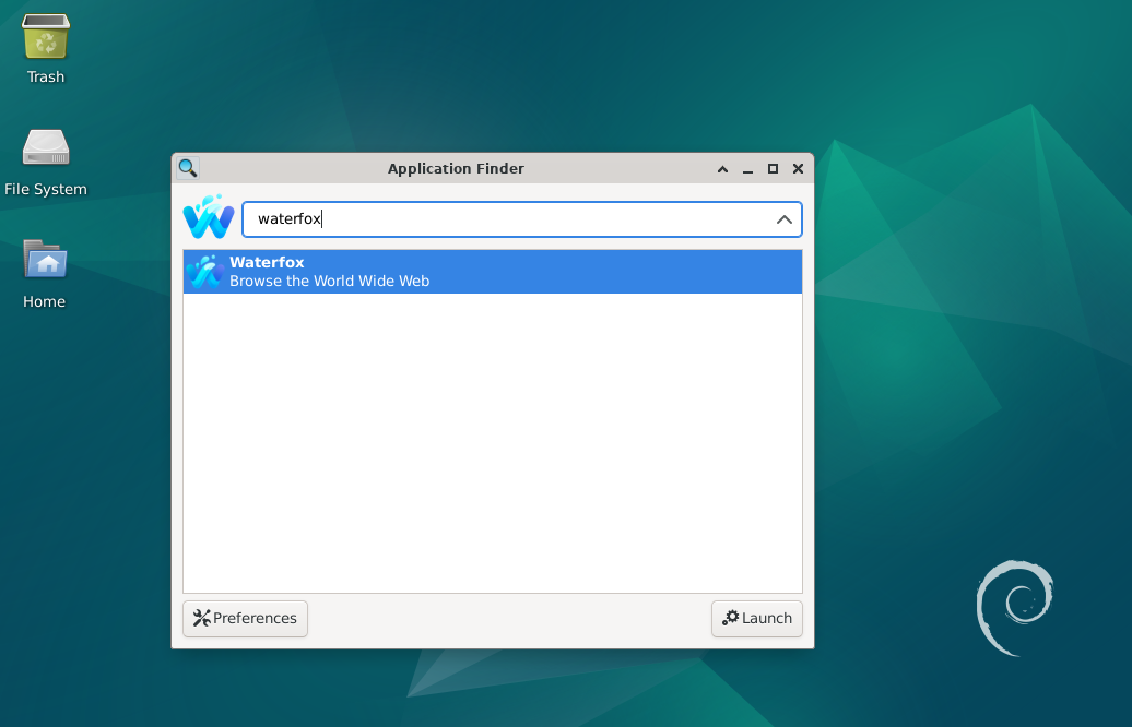 Screenshot showcasing the launch of Waterfox G and Waterfox Classic on various Debian Linux versions.