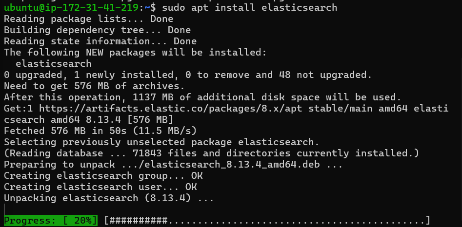 Installed Elasticsearch 8 on Ubuntu 22.04