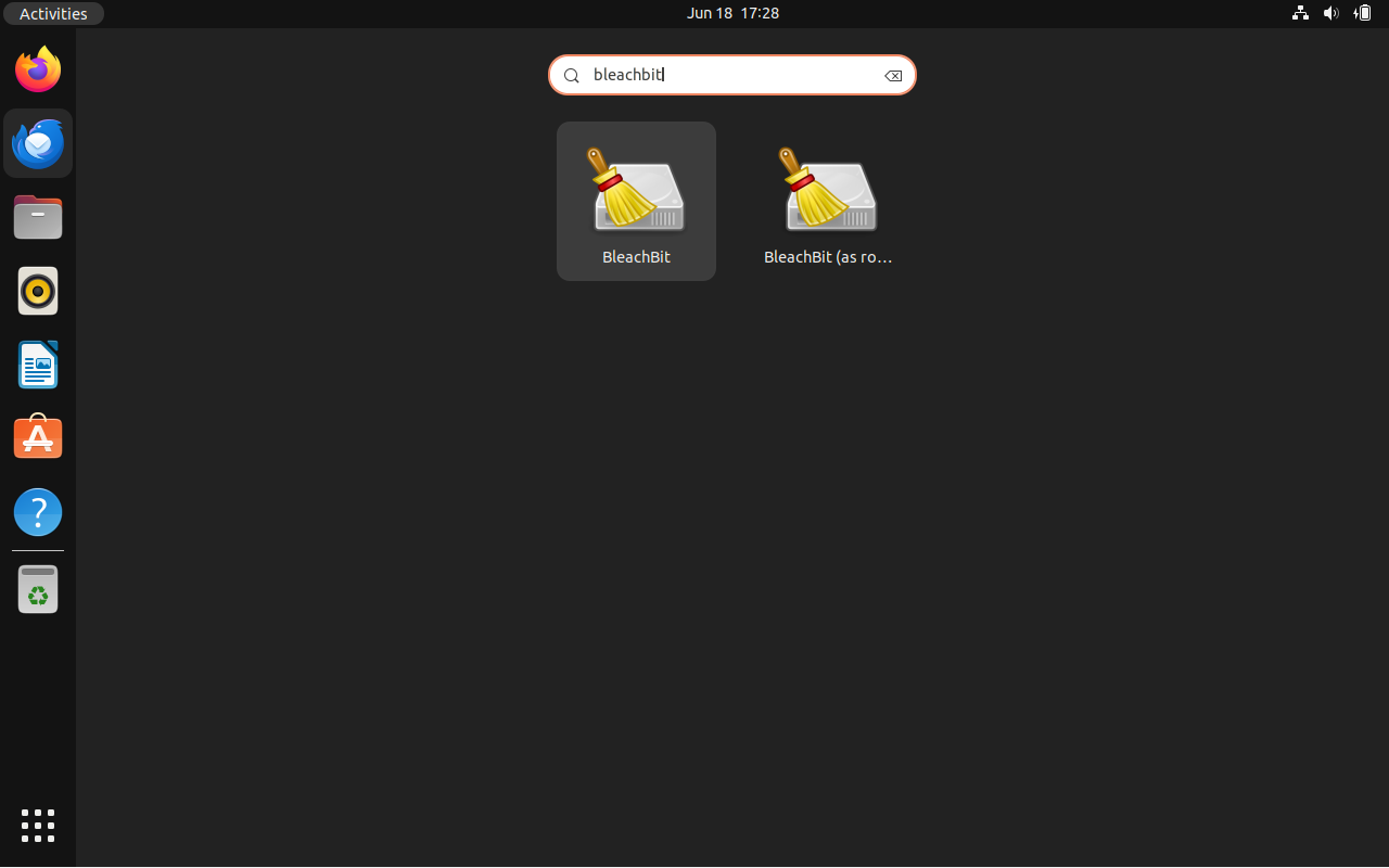 Launching BleachBit application on Ubuntu 22.04 .