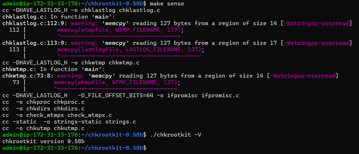 Manual installation process of Chkrootkit on Debian