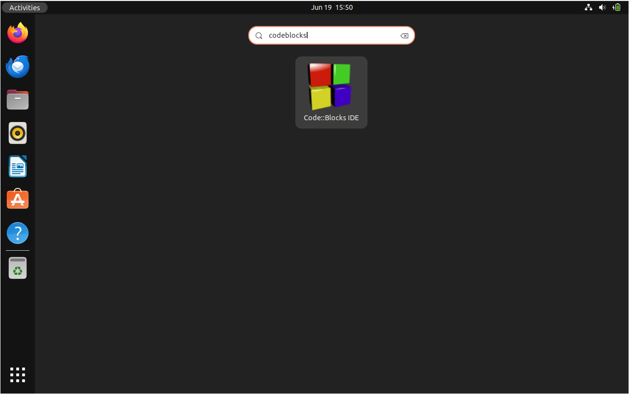 Code::Blocks application icon displayed on Ubuntu 22.04 or 20.04 desktop.