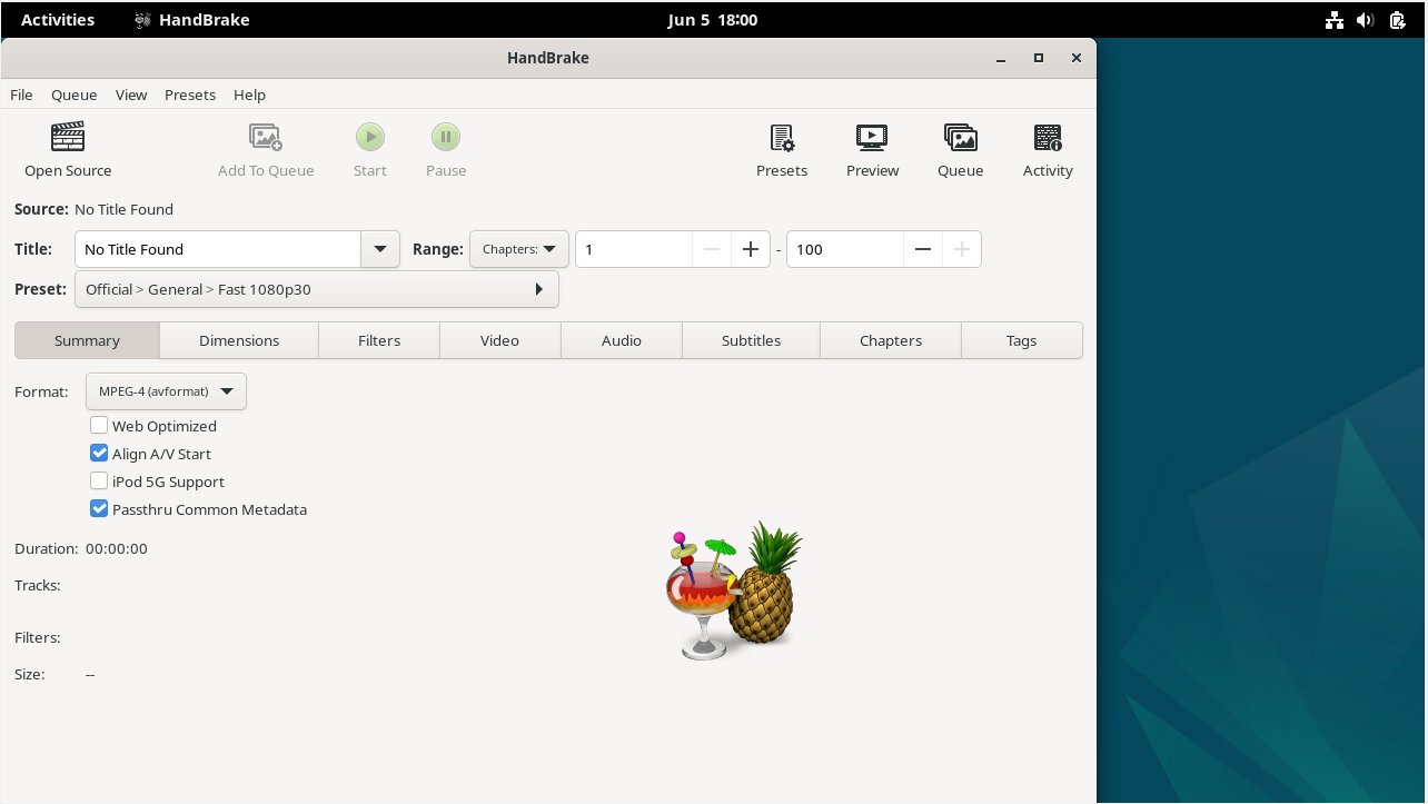 Handbrake application interface on Debian Linux