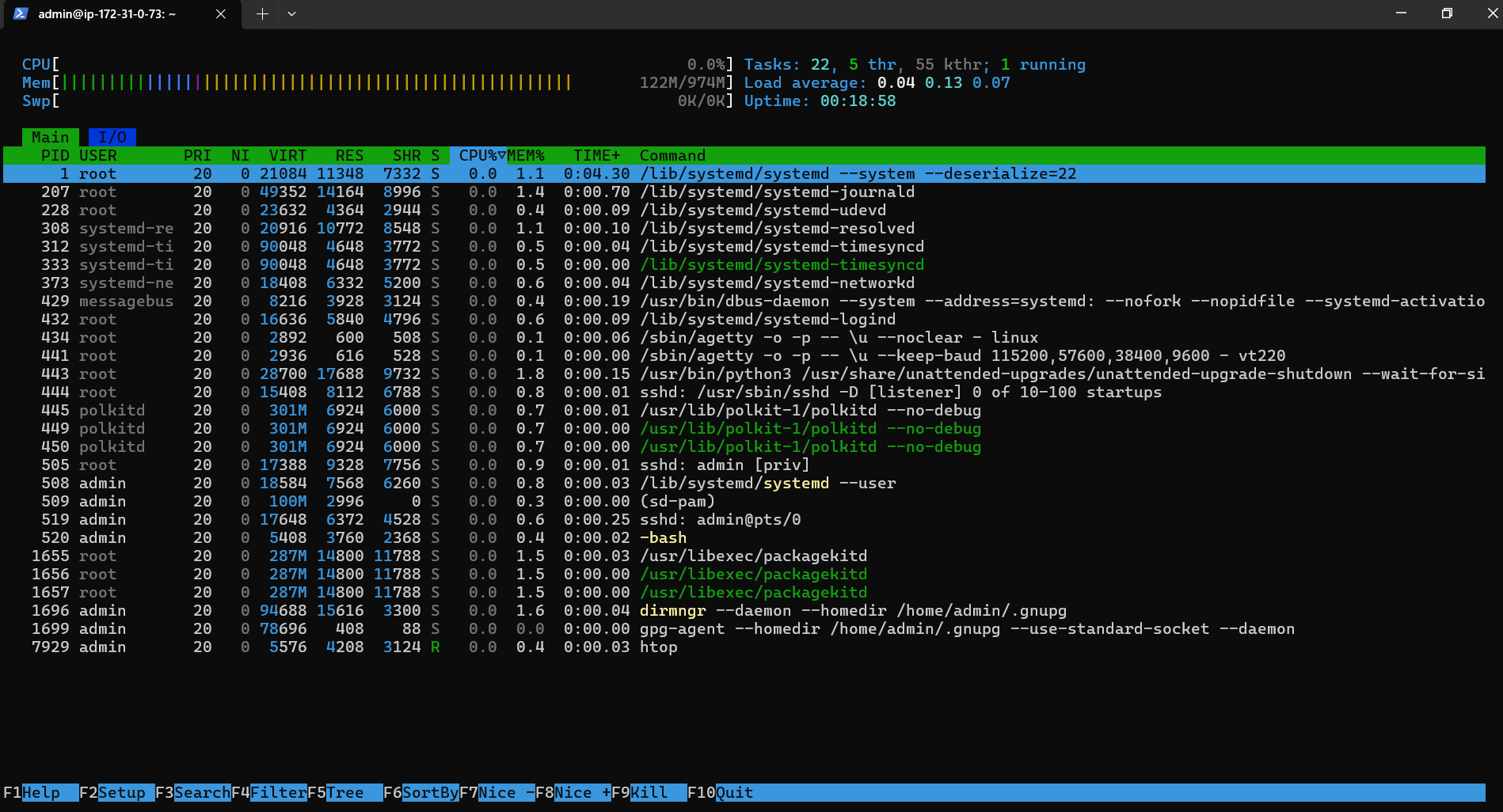 Screenshot showcasing Htop's interface on a Debian 12, 11, or 10 Linux system.