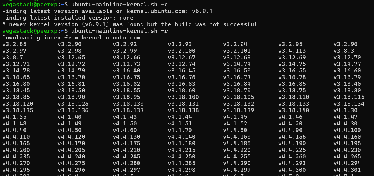 Find the latest available version of Linux kernel using command