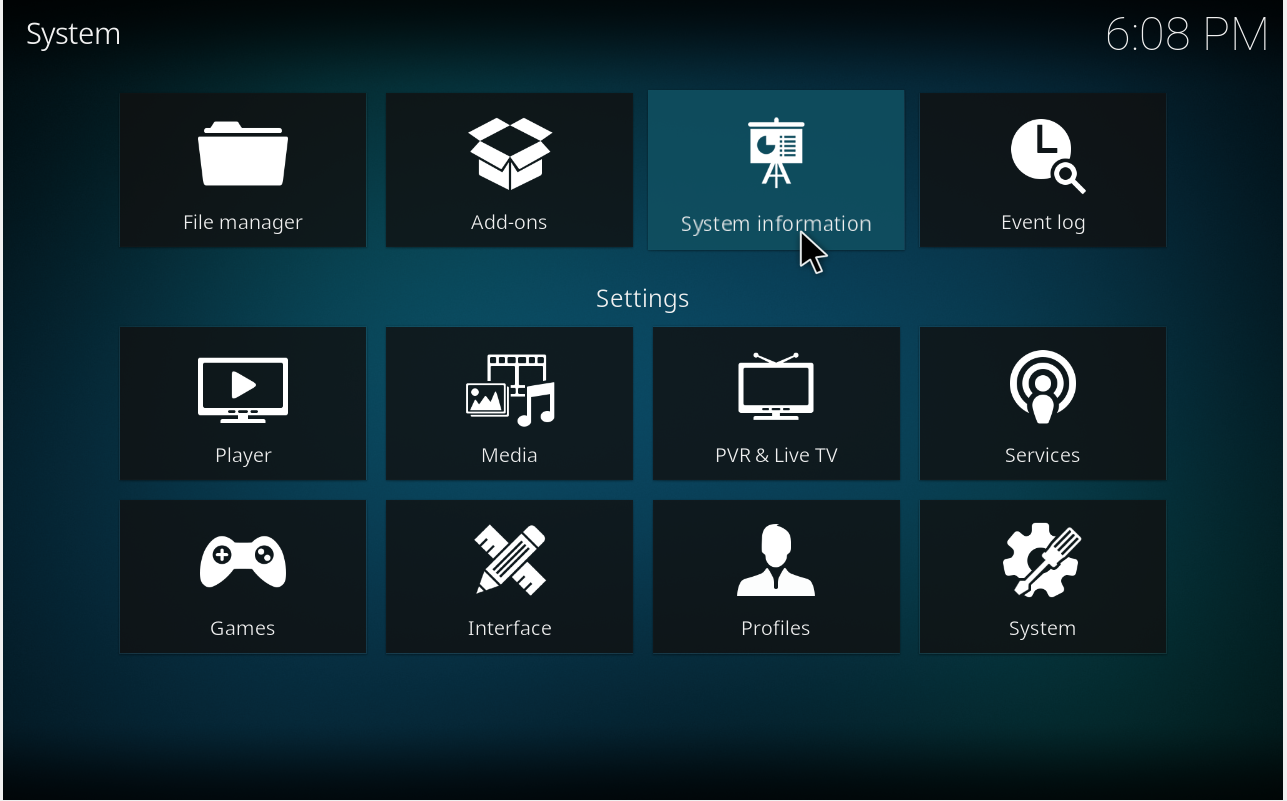 Visual demonstration of the settings menu within Kodi for users 