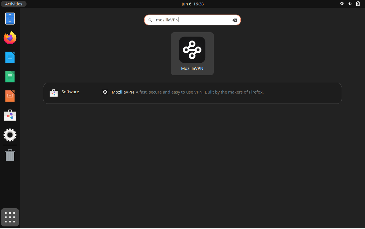 MozillaVPN application icon on Ubuntu Linux