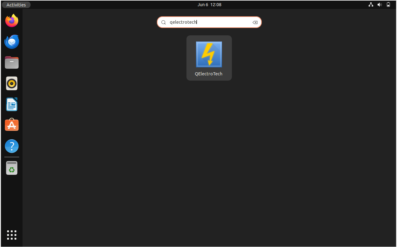 Launching QElectroTech on Ubuntu 24.04, 22.04, or 20.04 LTS from the application icon.