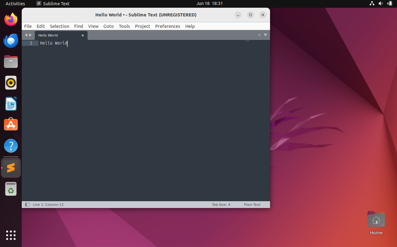 Sublime Text 4 Successfully Installed on Ubuntu 22.04 Linux - Application Open and Ready to Use