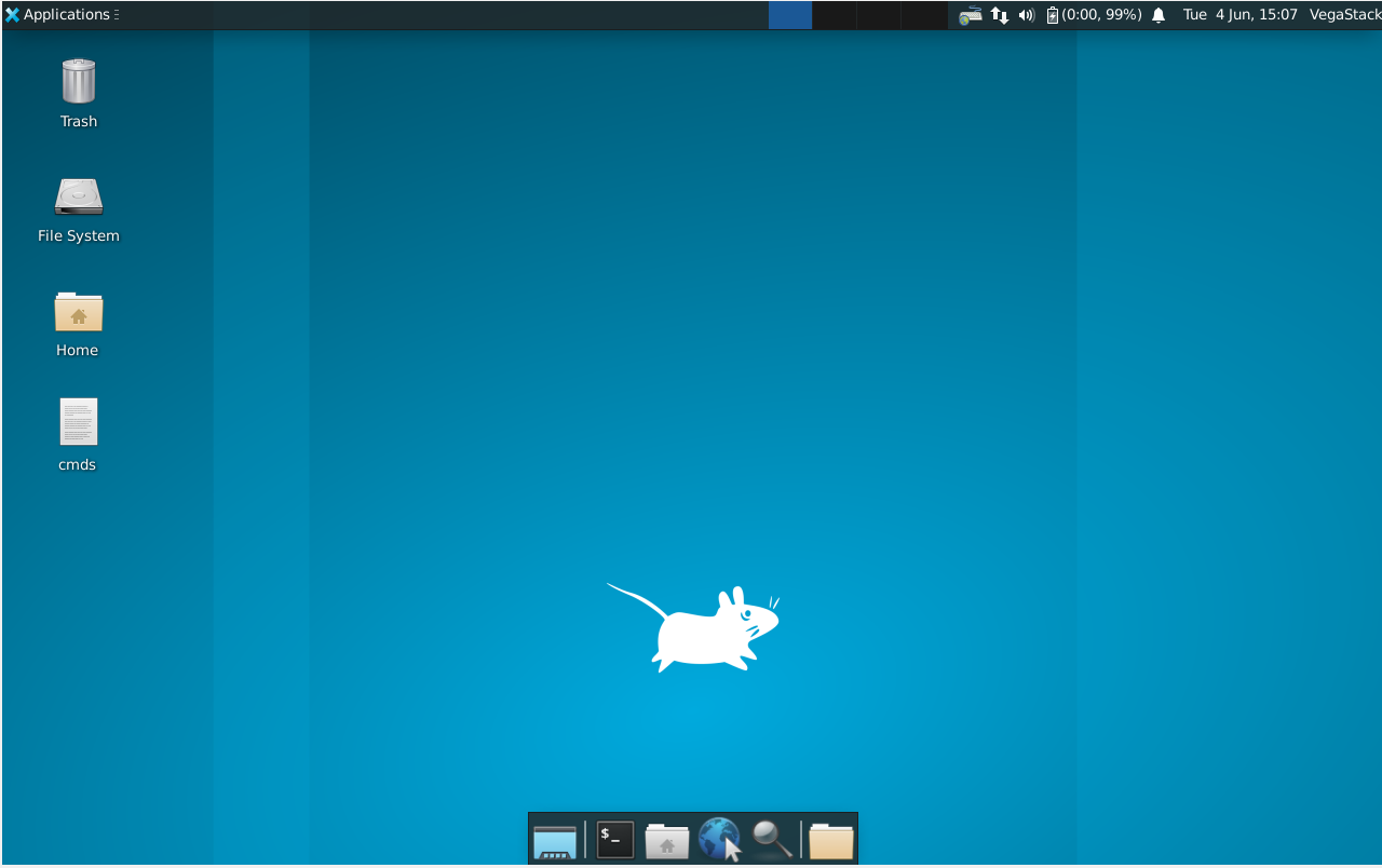 XFCE applications menu and taskbar on Ubuntu 22.04