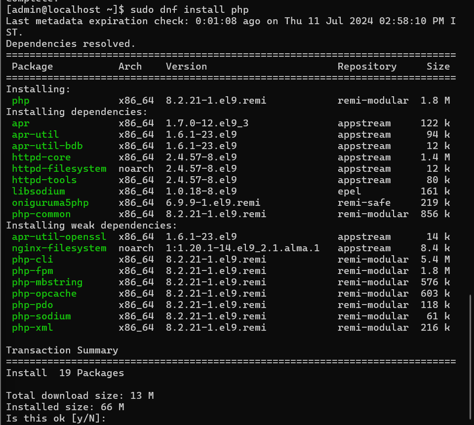 PHP 8.2 Installation Process Output