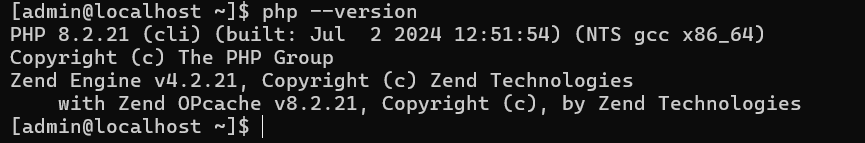 Verifying PHP 8.2 installation on AlmaLinux