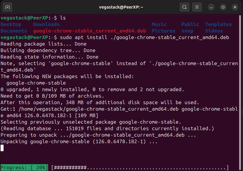 Installing Google Chrome on Ubuntu using its Deb file