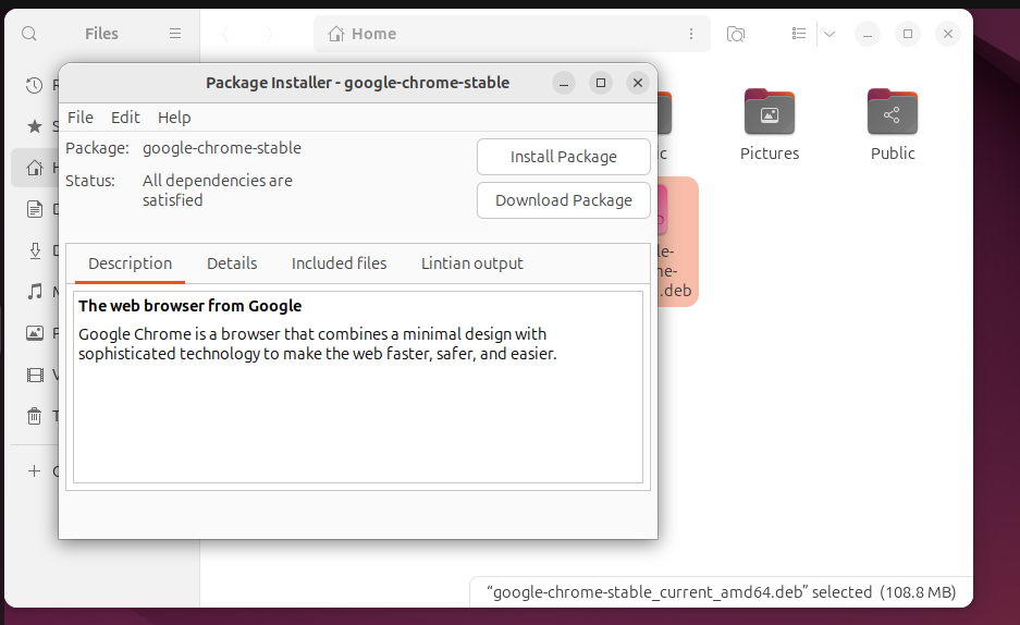 Installing Google Chrome on Ubuntu using GDebi package manager