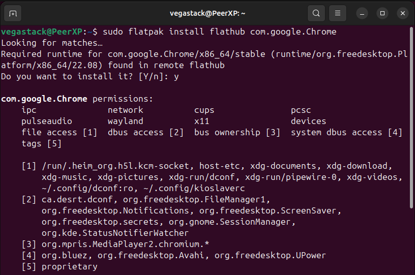 Installing Google Chrome on Ubuntu using Flatpak package manager 