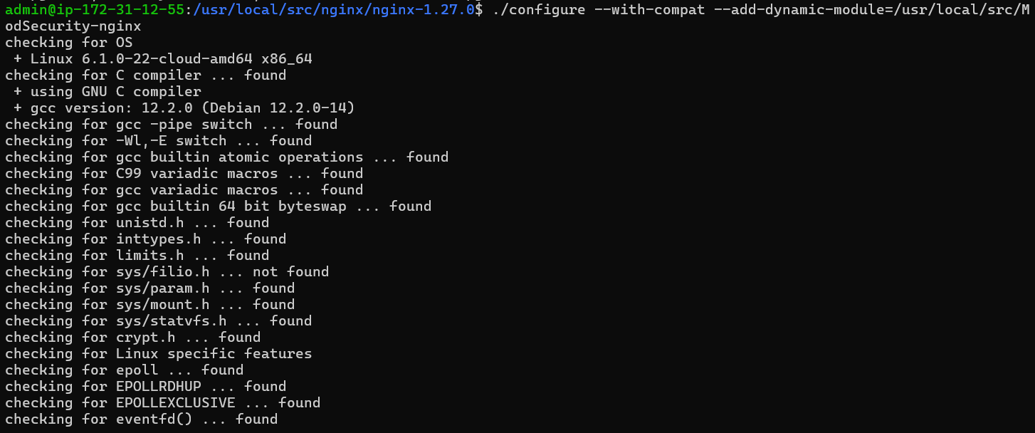 Nginx dynamic module output when using Modsecurity 3 on Debian 12