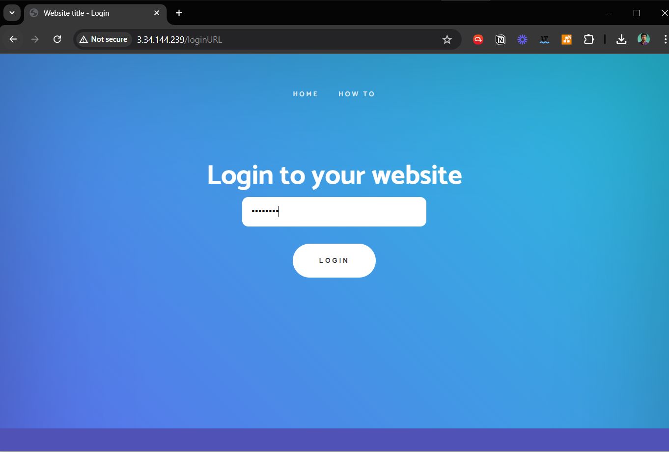 Login page screenshot for WonderCMS hosted on Nginx and Debian Linux.